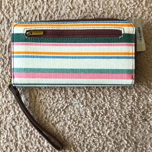 Brand new with tags fossil spring stripe wallet!